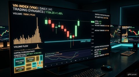 Ảnh minh họa: VN-Index rút chân 17 điểm và nghịch lý thanh khoản 12.000 tỷ: Dòng tiền lớn toan tính gì trước thềm chốt NAV quý 3?