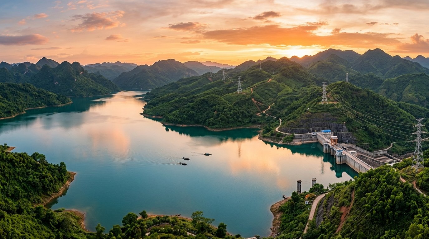 Hồ chứa nước thuỷ điện dung tích lớn và đường dây truyền tải điện