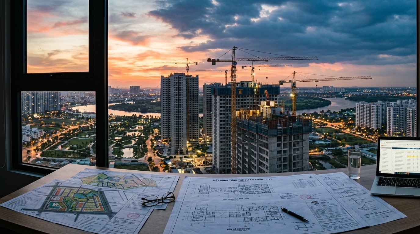 Quy hoạch đô thị và các dự án bất động sản cao tầng đang thi công bên bản vẽ thiết kế