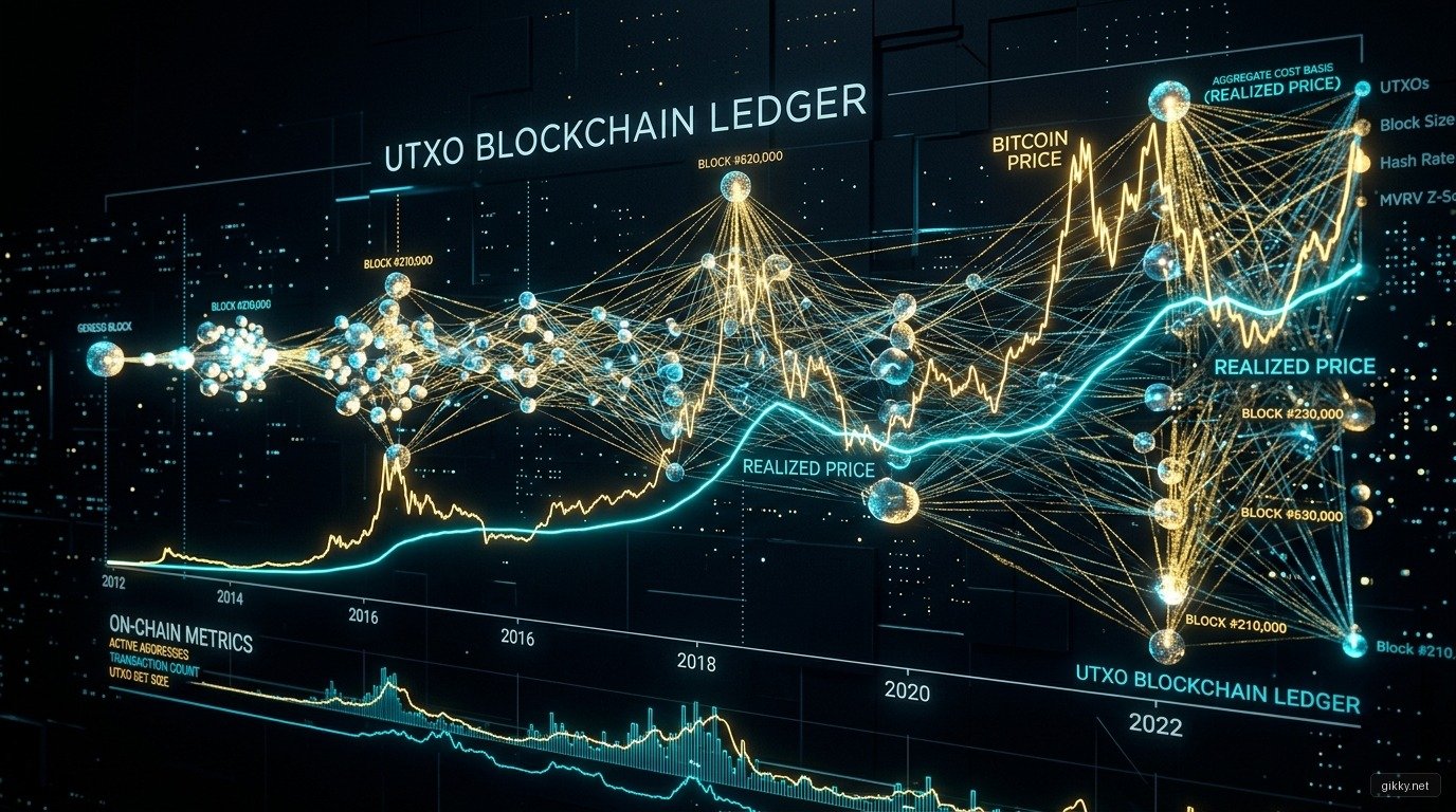 Sổ cái UTXO blockchain vạch trần giá vốn thực Realized Price và cấu trúc dòng tiền Bitcoin